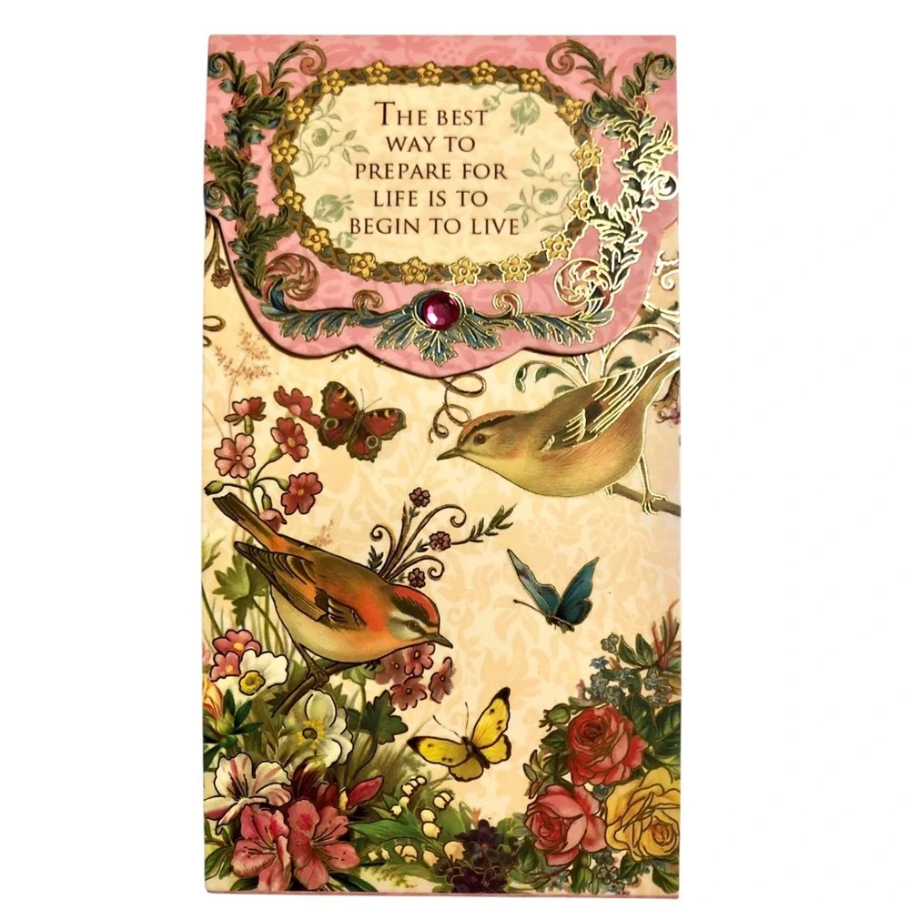 Punch Studio Embellished Long Notepad:  Inspirational Floral Birds (92815)